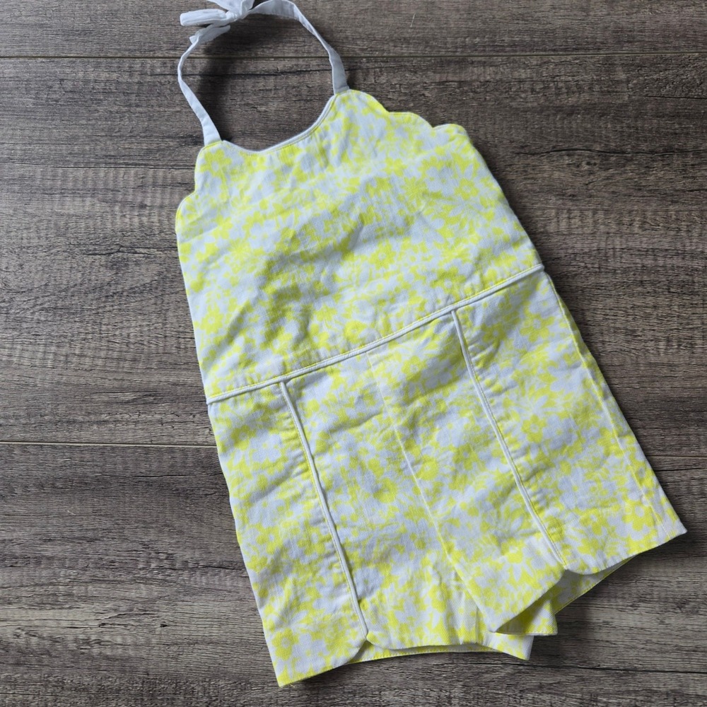 Janie and Jack Girls Yellow White Floral Scalloped Halter Romper 2T